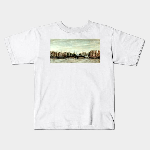 WAPPING DOCK ENTRANCE AND PIER HEAD WAPPING LONDON Kids T-Shirt by MackenzieTar